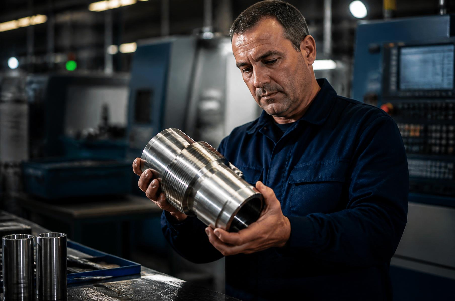 Operatore in officina CNC di precisione veneta